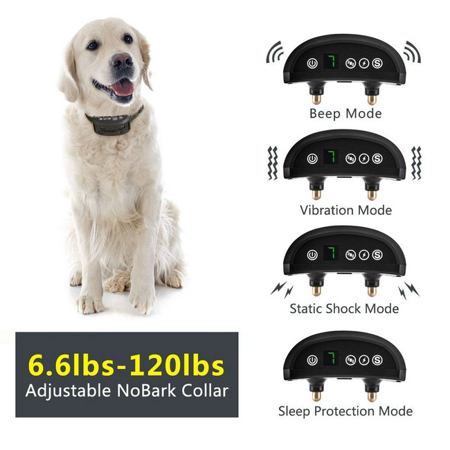 Rechargeable No Bark Collar Anti Barking Device Stop Dogs Barking Collar