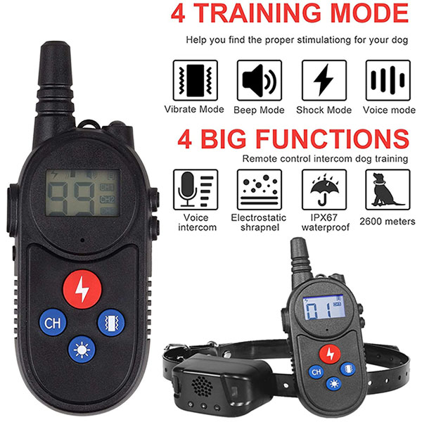 dog training collar with walkie talkie Remote Control Distance Up to 3280Ft for 2 dogs