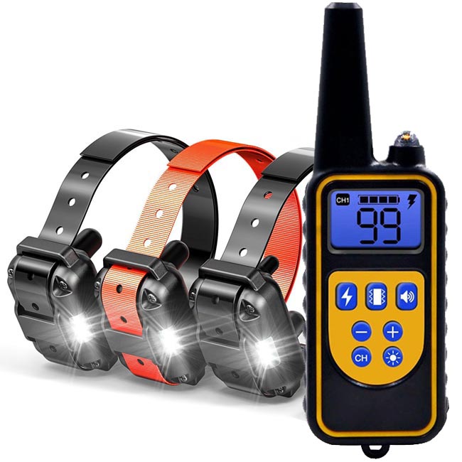 Dog Training Collar with 800 yards Wireless Remote WaterProof&Rechargeable for 3 dogs